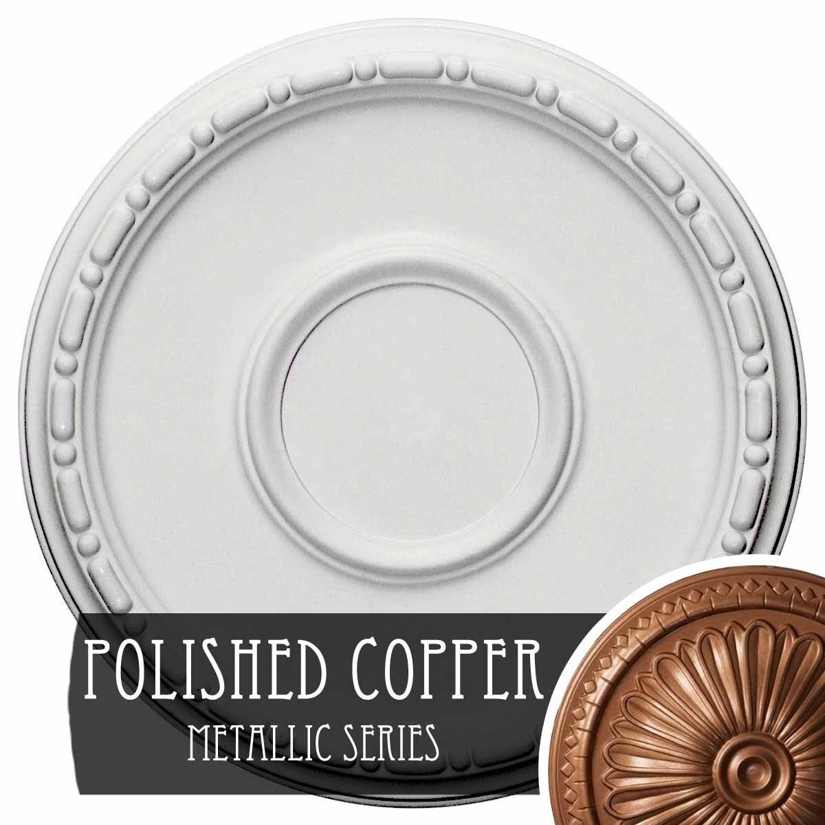 16 1/2x22OD x 1 1/2x22P Hand-Painted Polished Copper Ceiling Medallion F9150