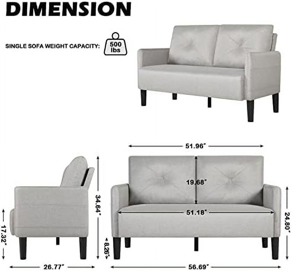 Compact 2-Seat Fabric Loveseat Sofa with USB Charging Ports T504590