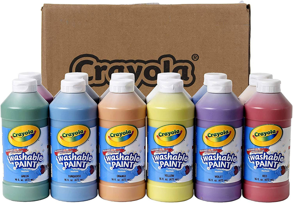 Assorted 16 oz Washable Paint, 12 per Set P14507