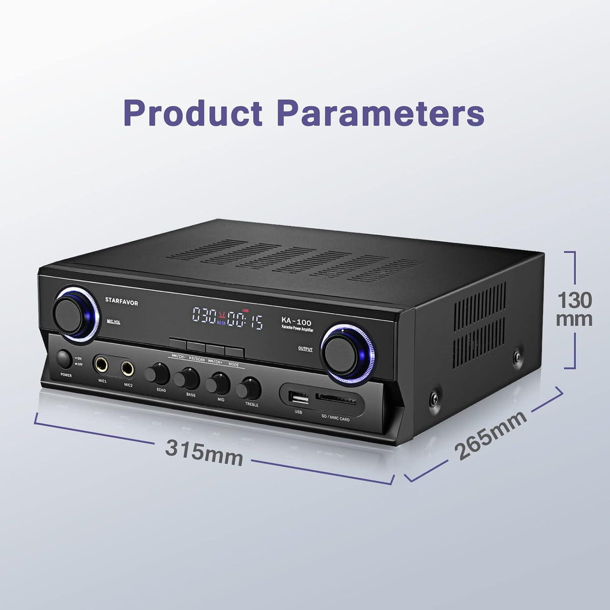 2 Channel 220W Stereo Receiver Amplifier with FM, USB SD Card, LED Display, Pack of 2 T9547