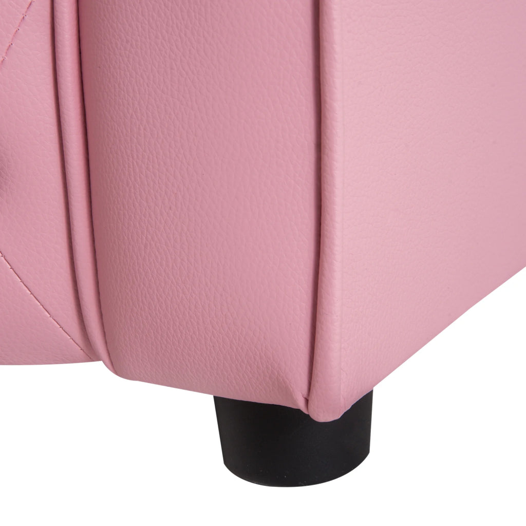Pink Tufted Upholstered Kids Sofa Chair W49243