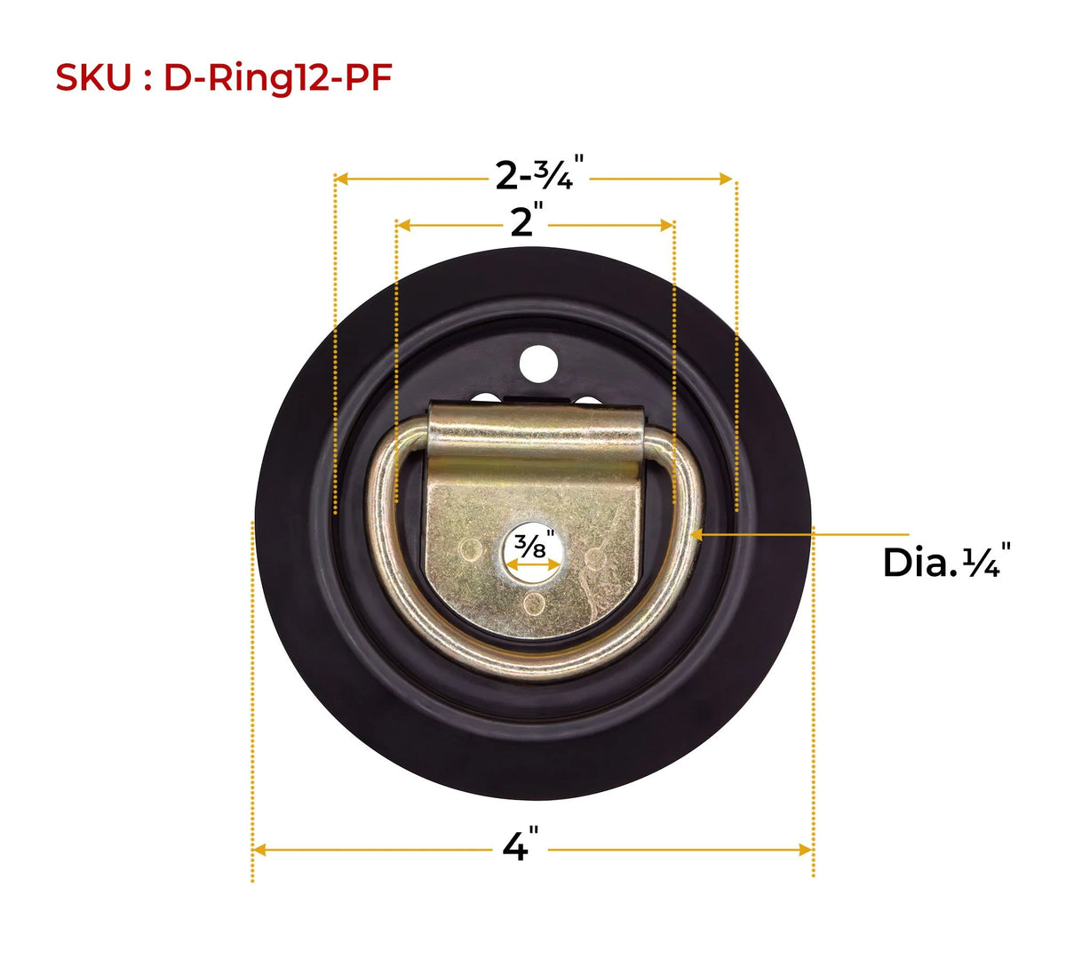 10 Pack Recessed D-Ring Tie-Down Anchor with Plastic Pan Fittings J809