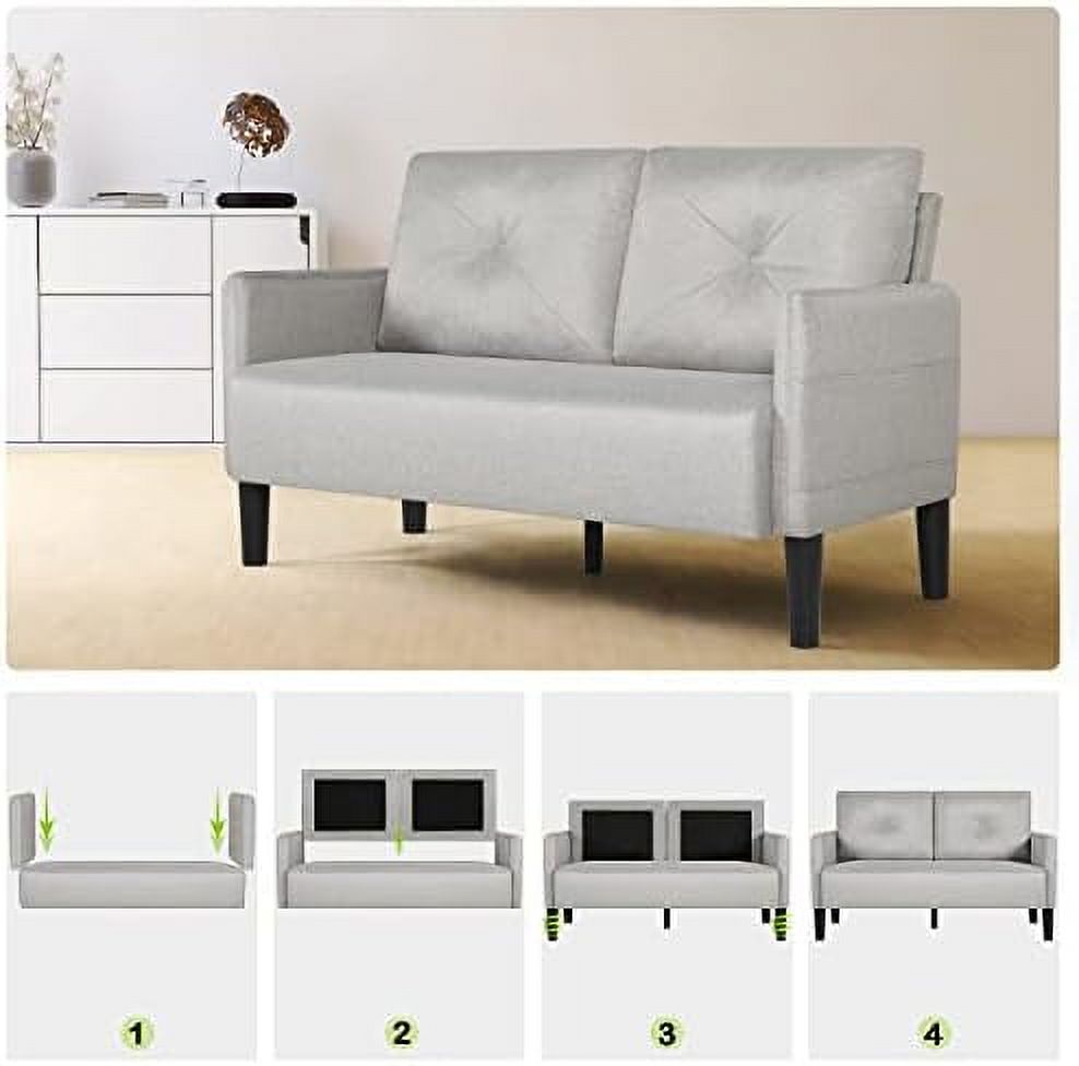 Compact 2-Seat Fabric Loveseat Sofa with USB Charging Ports T504590