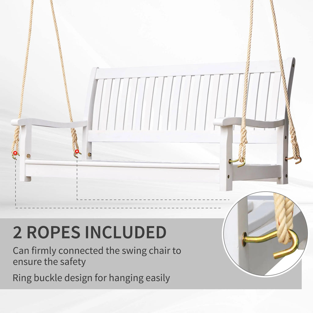 White Wooden Porch Swing Bench P50145