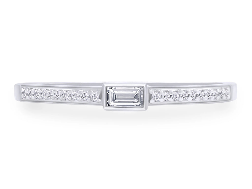 1/10 CT White Natural Diamond Stackable Band Ring In 10K Solid White Gold F10600