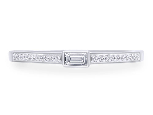 1/10 CT White Natural Diamond Stackable Band Ring In 10K Solid White Gold F10600