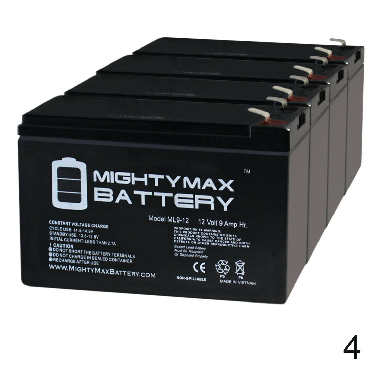 12 Volt 9 Ah SLA Battery Pack of 4 T8913