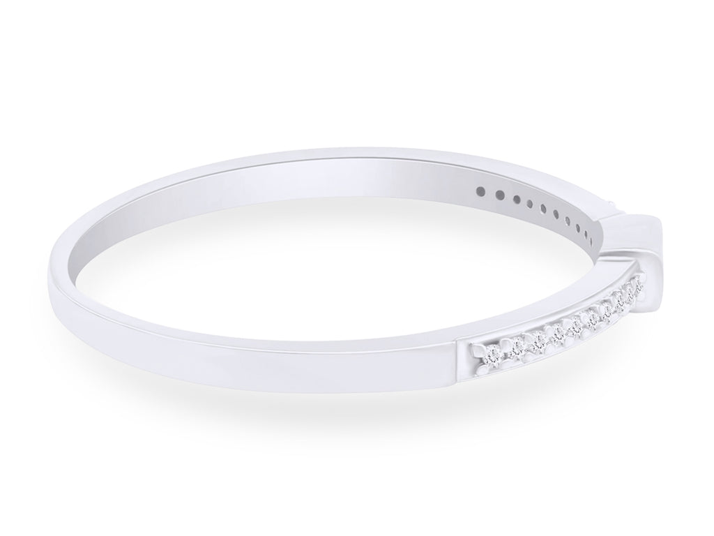 1/10 CT White Natural Diamond Stackable Band Ring In 10K Solid White Gold F10600