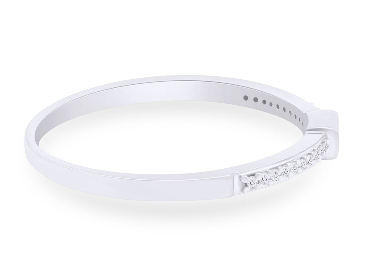 1/10 CT White Natural Diamond Stackable Band Ring In 10K Solid White Gold F10600