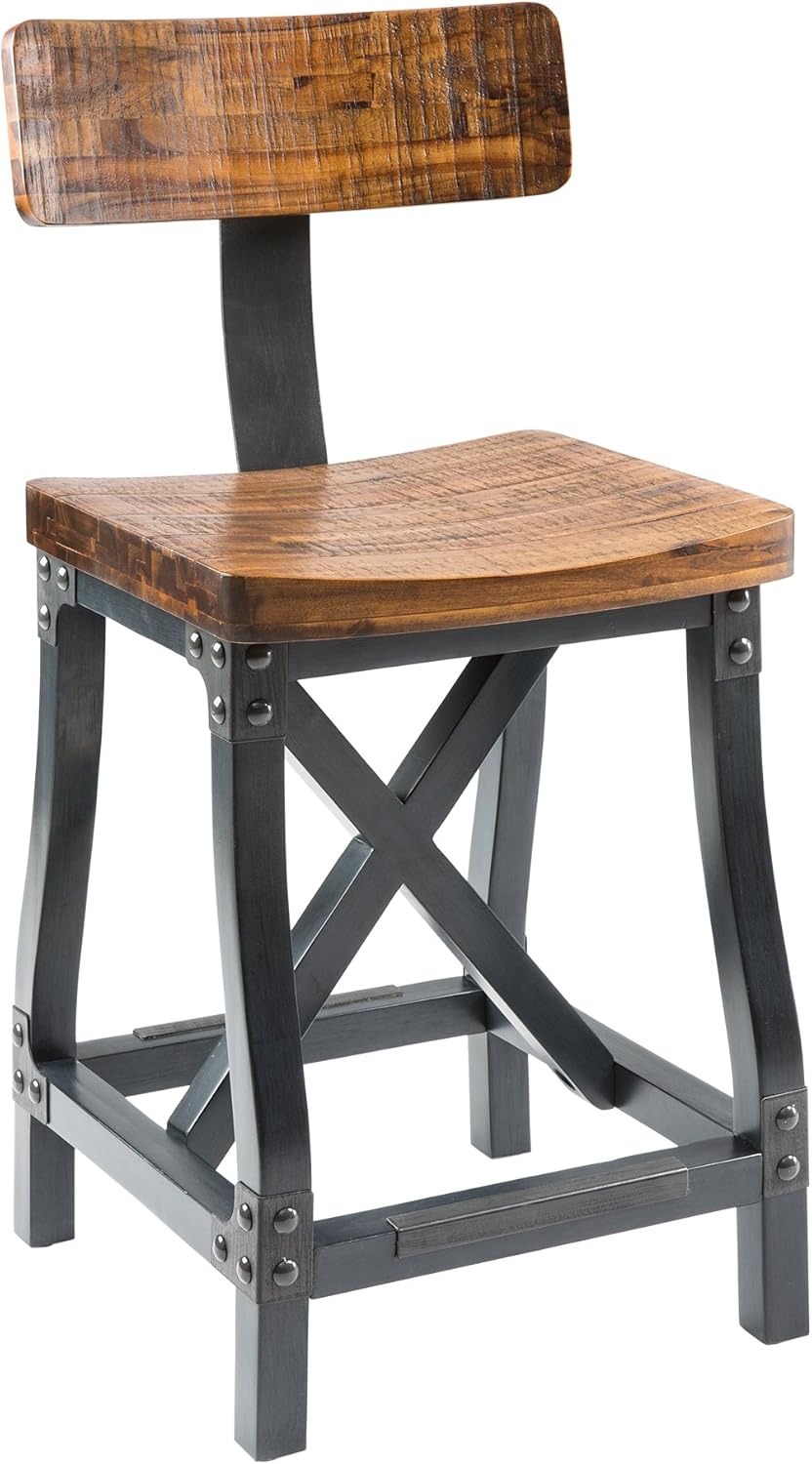 Amber Solid Wood Counter Stool with Removable Backrest A96966