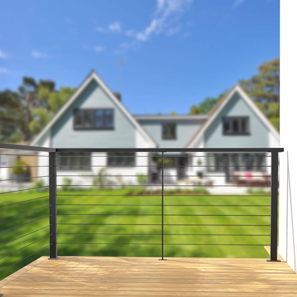 Black 30 Degree Stair Pre-Drilled Angle Holes 36x2x2 Stainless Steel Square Weldless Cable Railing Post W227866