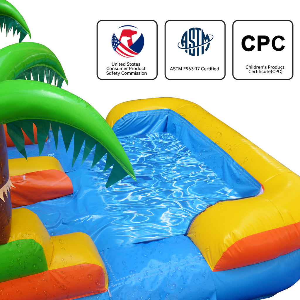 21 ft Inflatable Water Slide with Air Blower, Climbing Wall, Splash Pool L99252