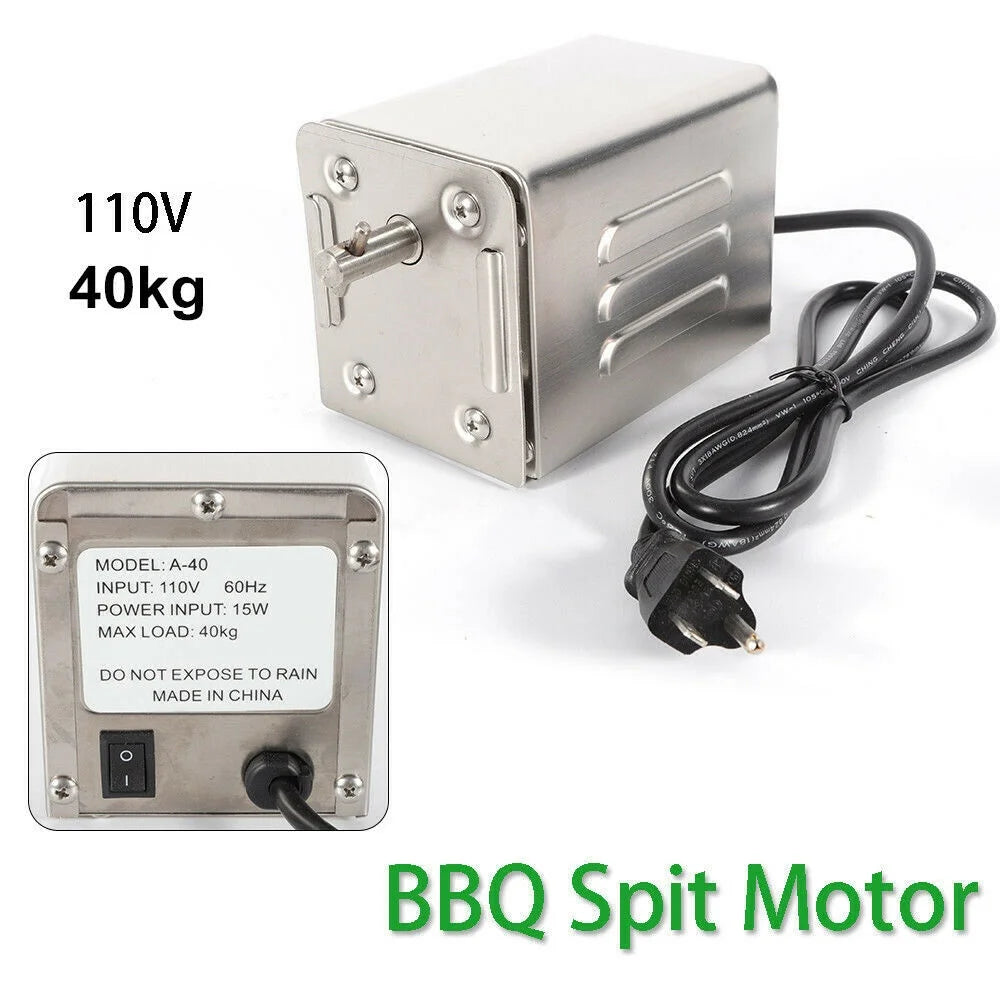 15W Electric BBQ Rotisserie Grill Motor 40kg Load 110V Silver R28891
