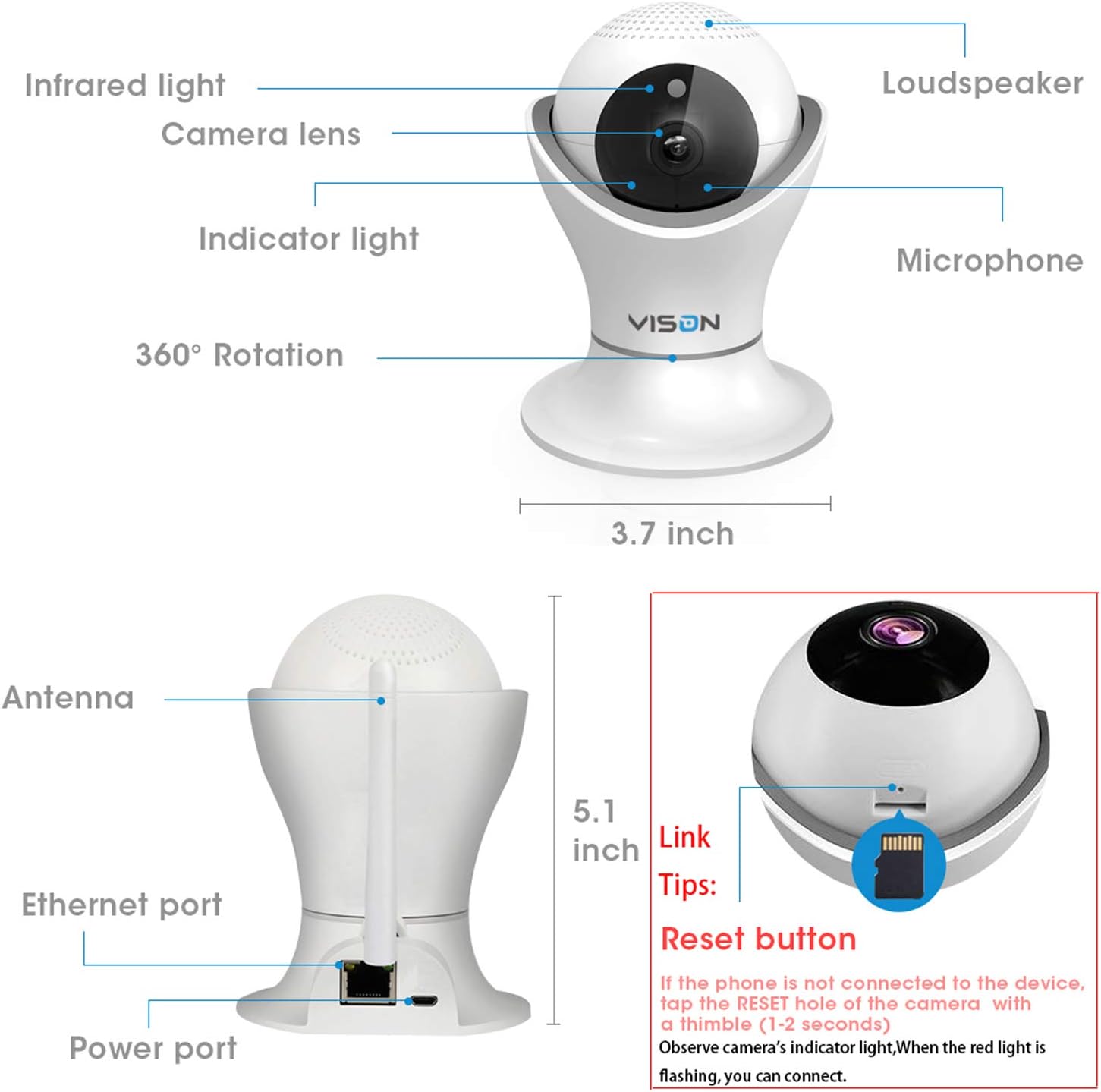 HD 1080p Pet Camera with Night Vision and Two Way Audio E7405