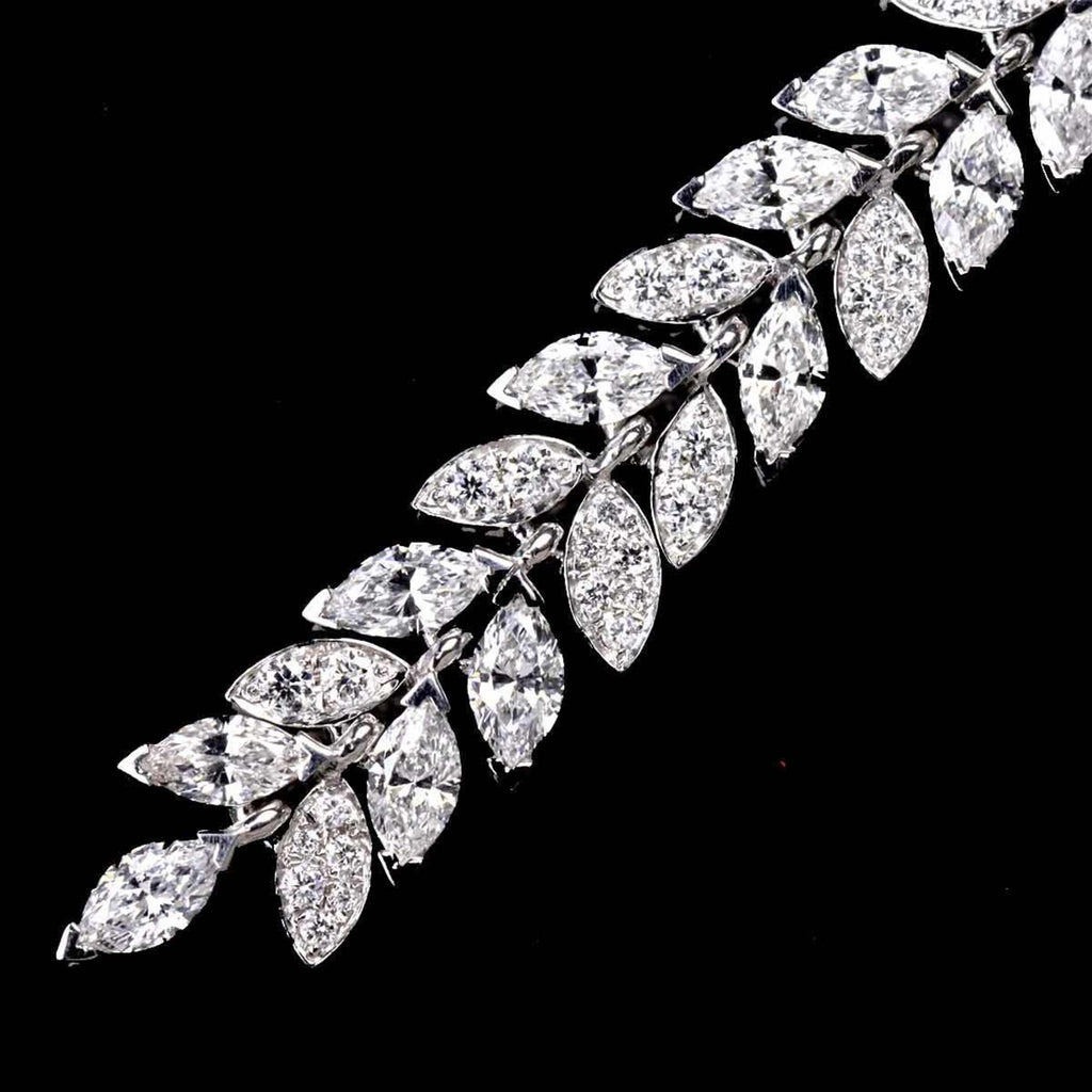 Victoria Vine Drop Diamond Earrings Platinum Pierced B7898