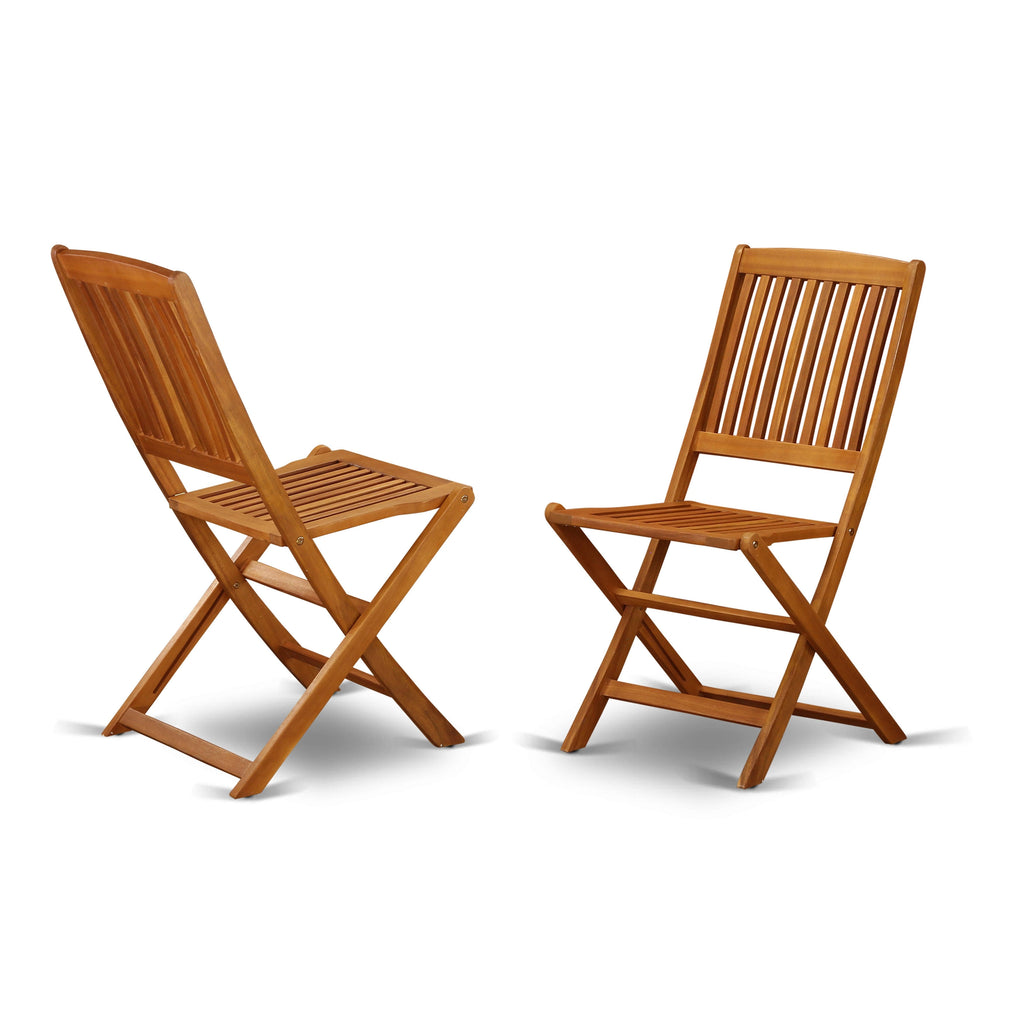 Solid Acacia Wooden Patio Folding Side Chair Set of Two V5125