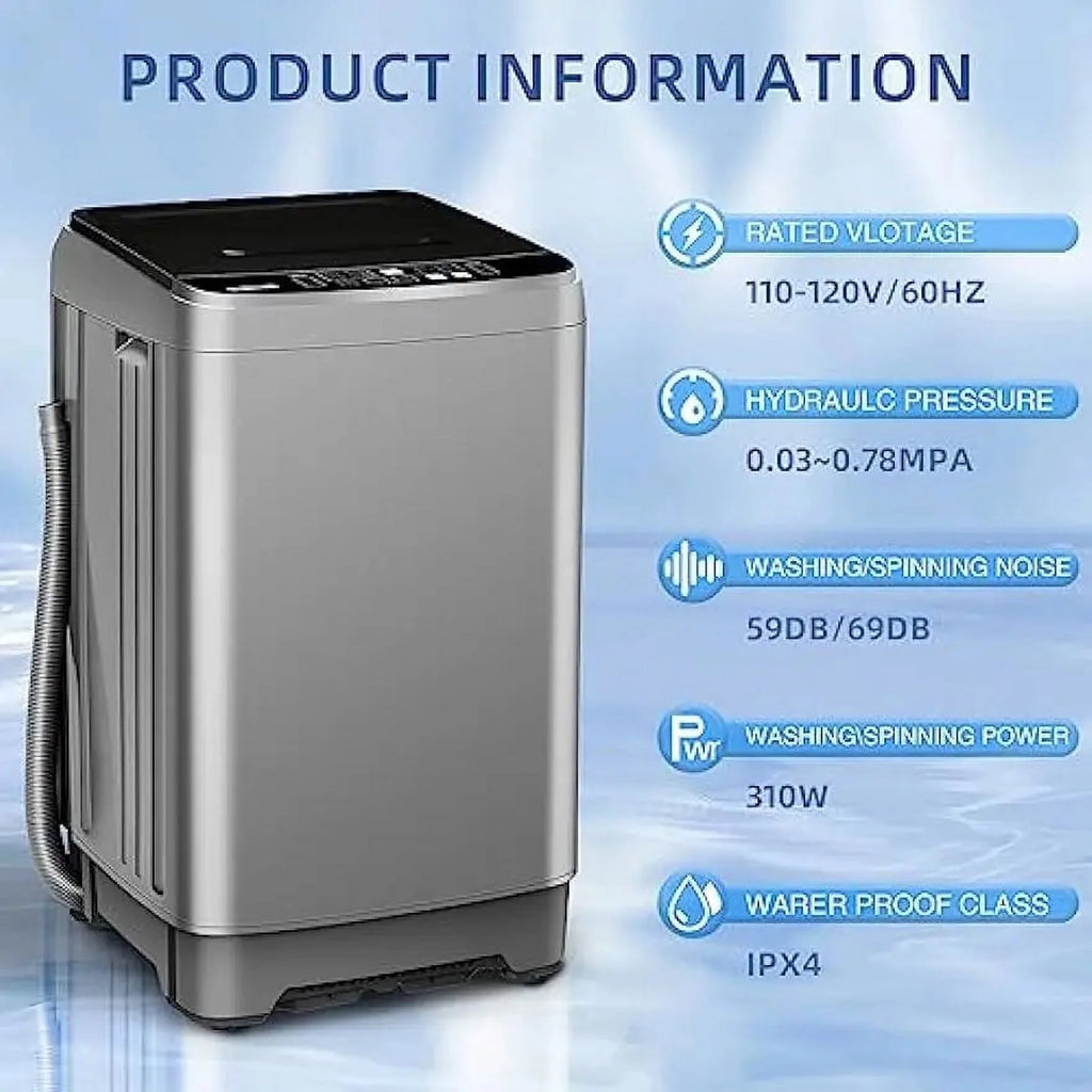 15.6 lbs Top Load Portable Washer with Drain Pump, LED Display W6315