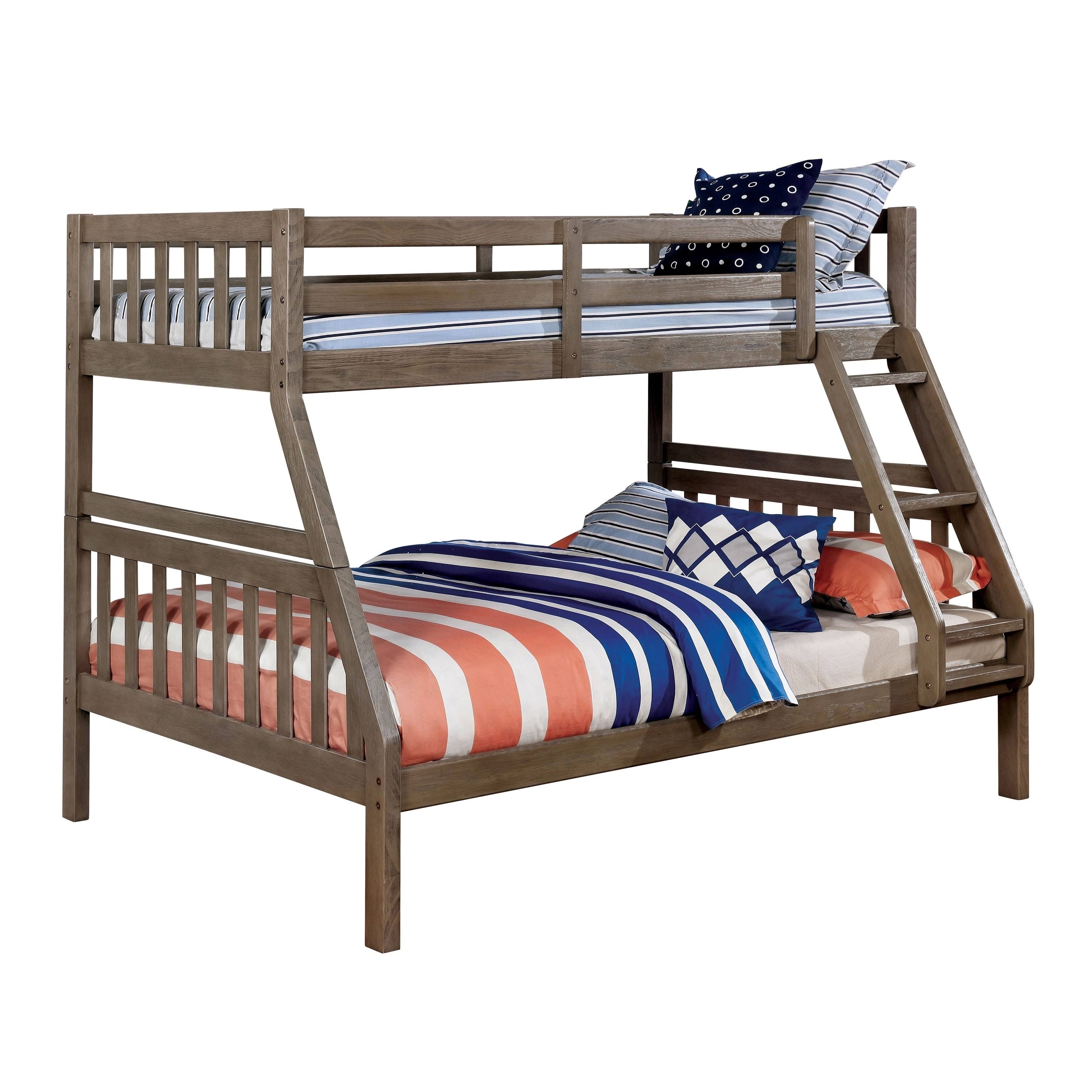 Dark Walnut Solid Wood Slatted Bunk Bed Twin Over Full E520