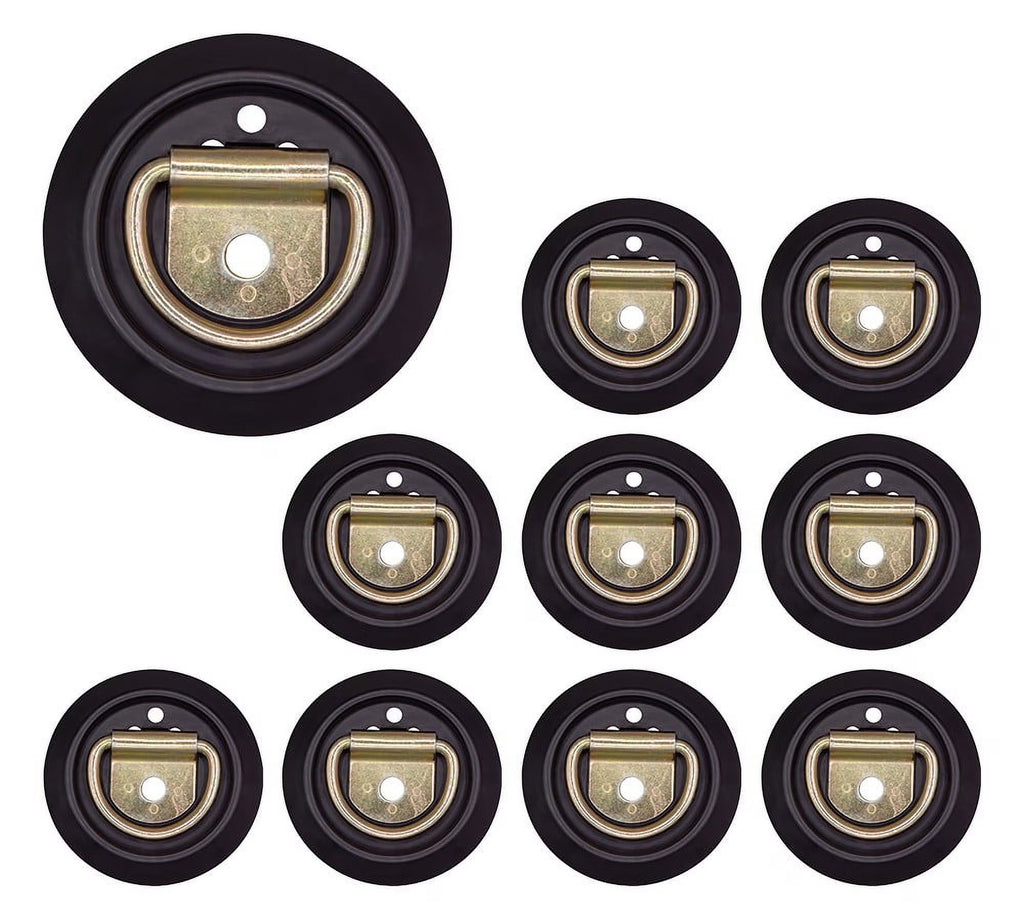 10 Pack Recessed D-Ring Tie-Down Anchor with Plastic Pan Fittings J809