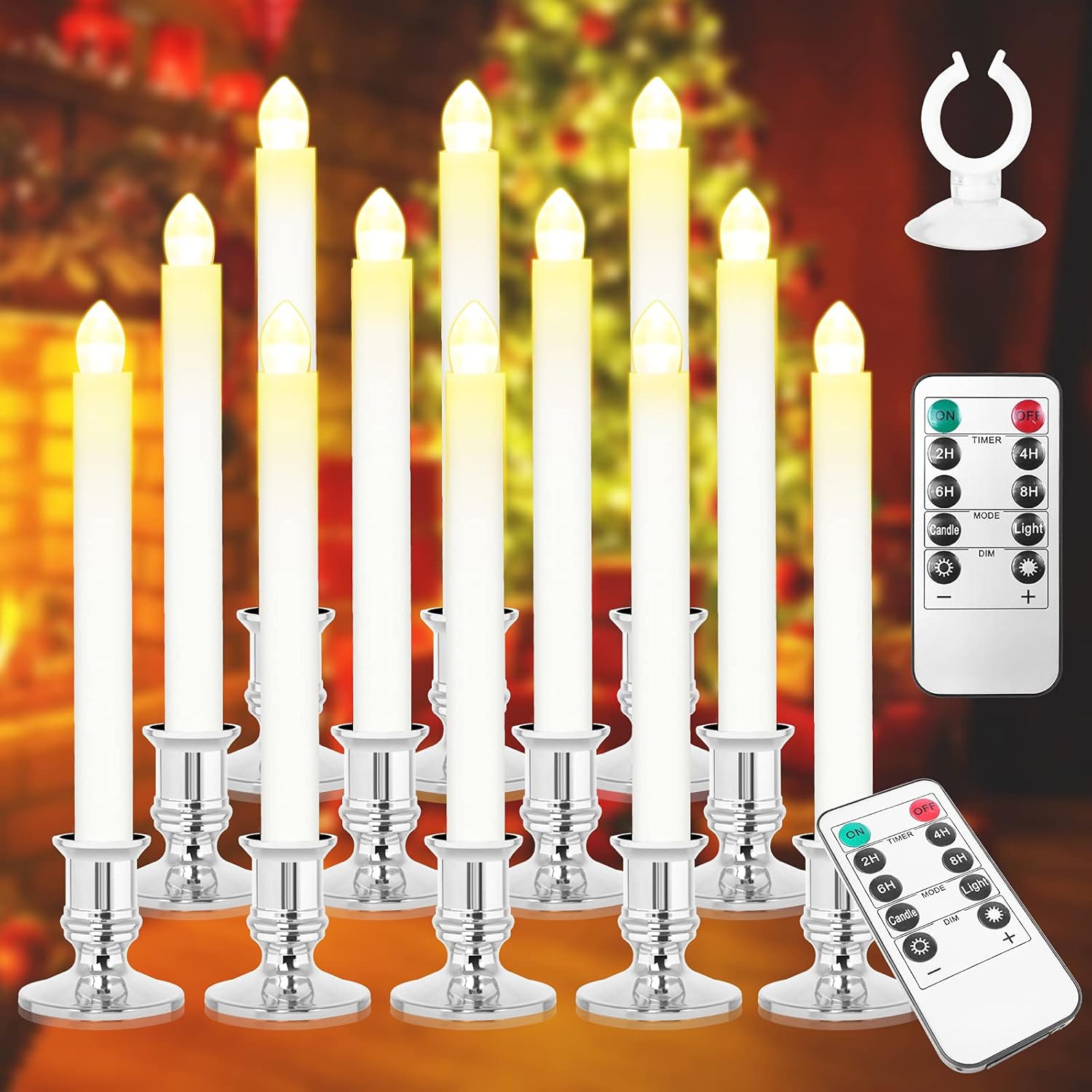 12 Pack Battery Operated Flameless Candles with Timer and 2 Remote Controls U205780