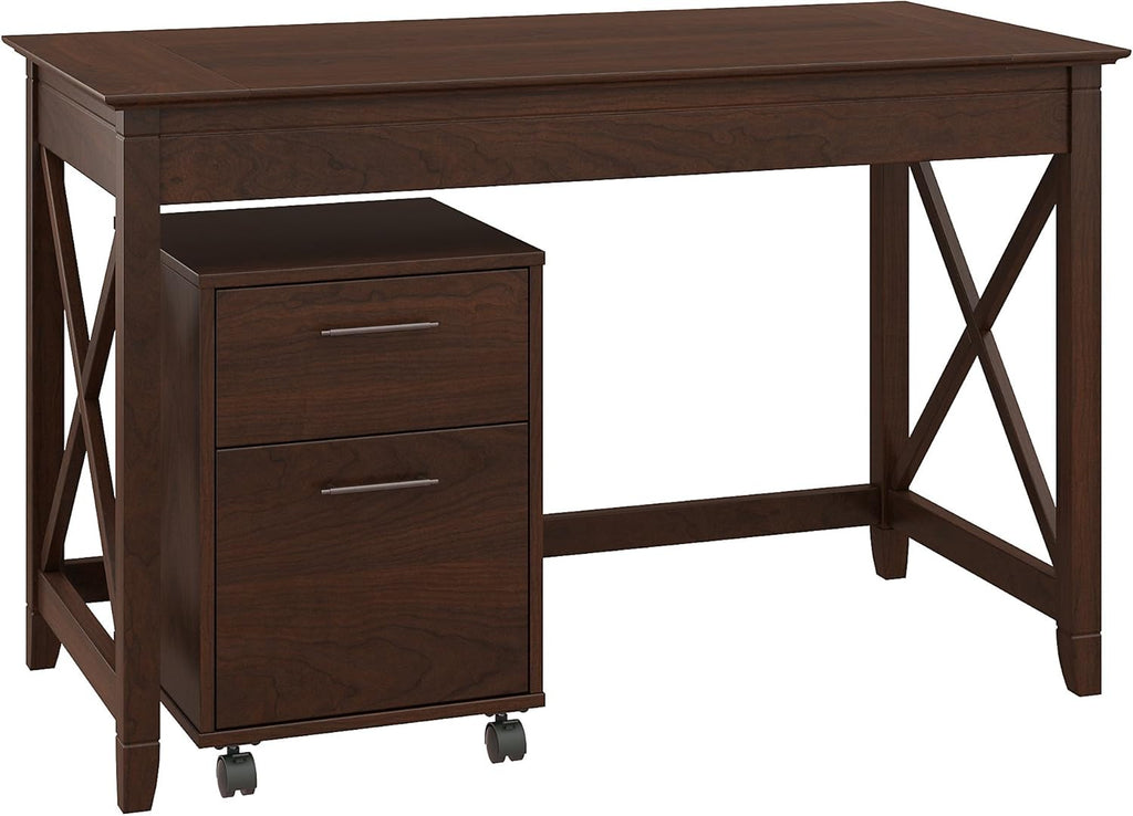 54W Computer Desk with Storage and 2 Drawer Mobile File Cabinet in Washed Gray Z73999