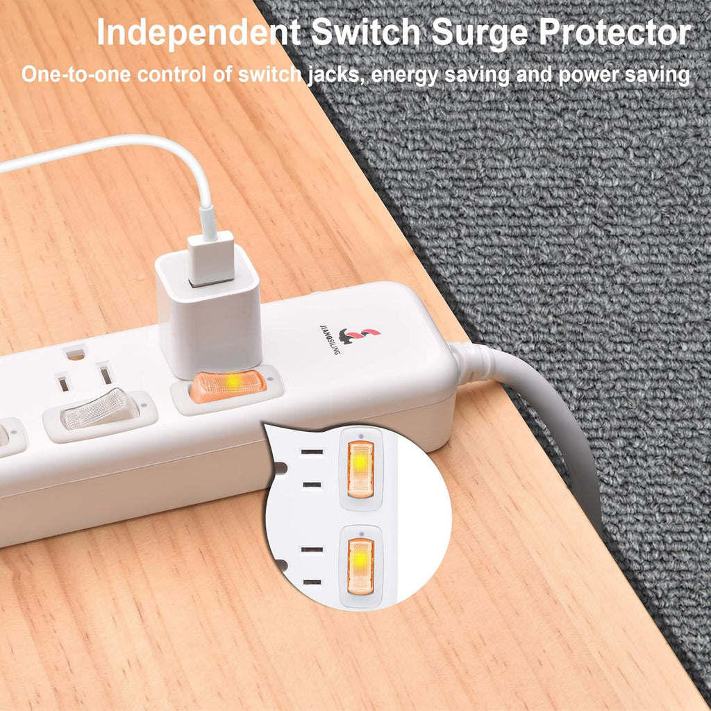 4 Outlets Surge Protector Power Strip 6 ft Cord P938261