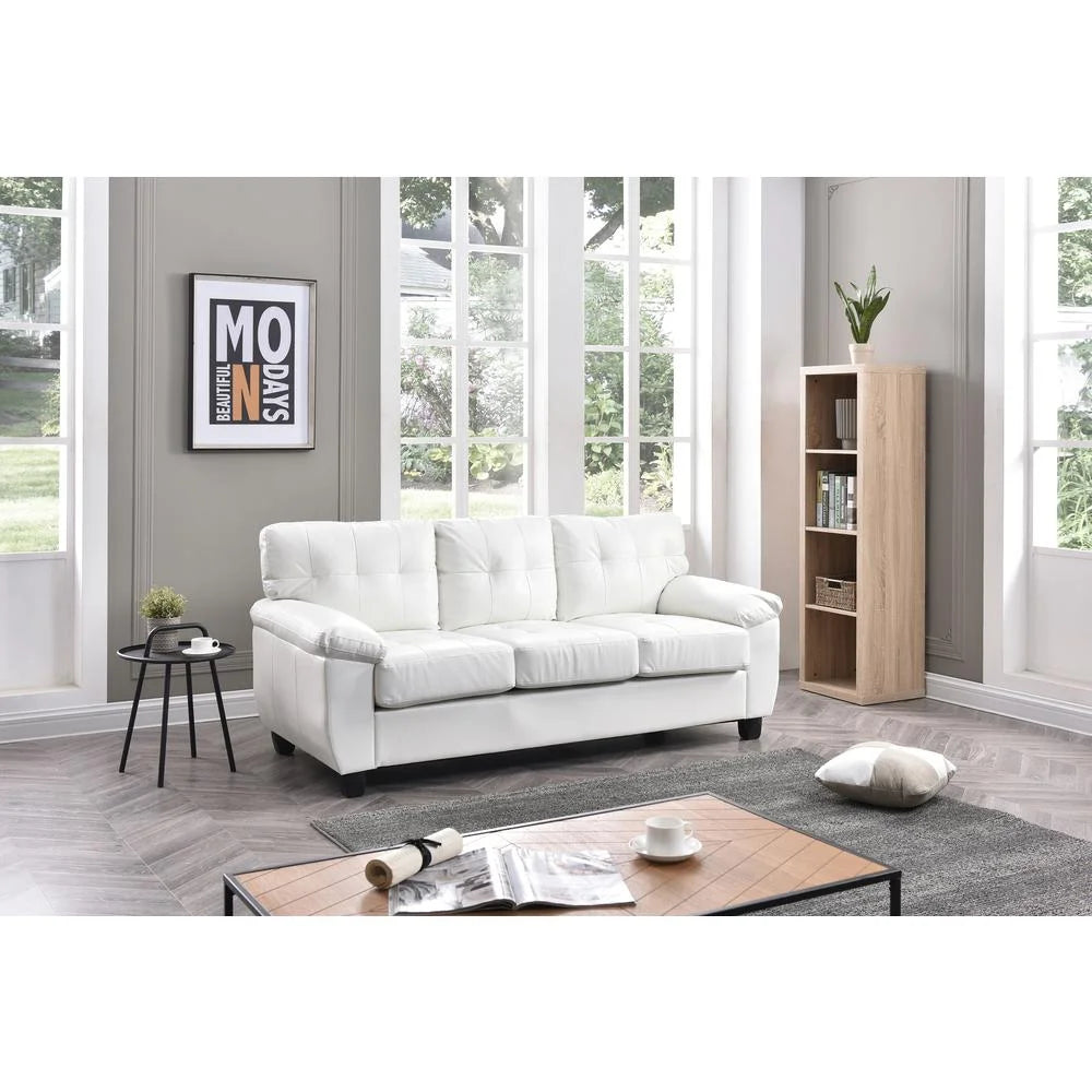 White Faux Leather Straight Sofa R217065