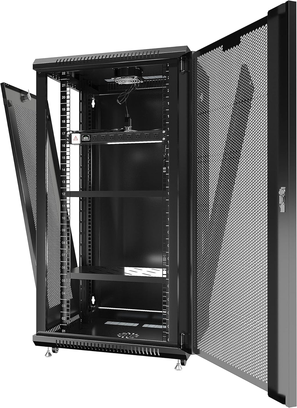 22U Locking Network Cabinet with Casters and Shelf T47117