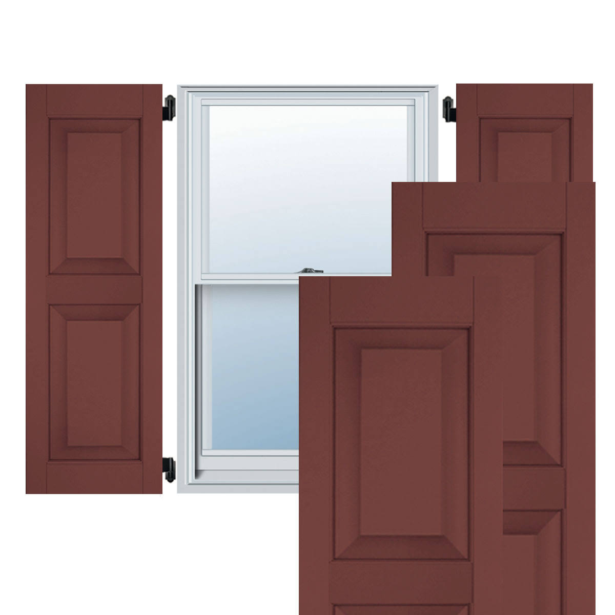 15 in. x 29 in. Exterior Real Wood Raised Panel Shutters Pair V744280