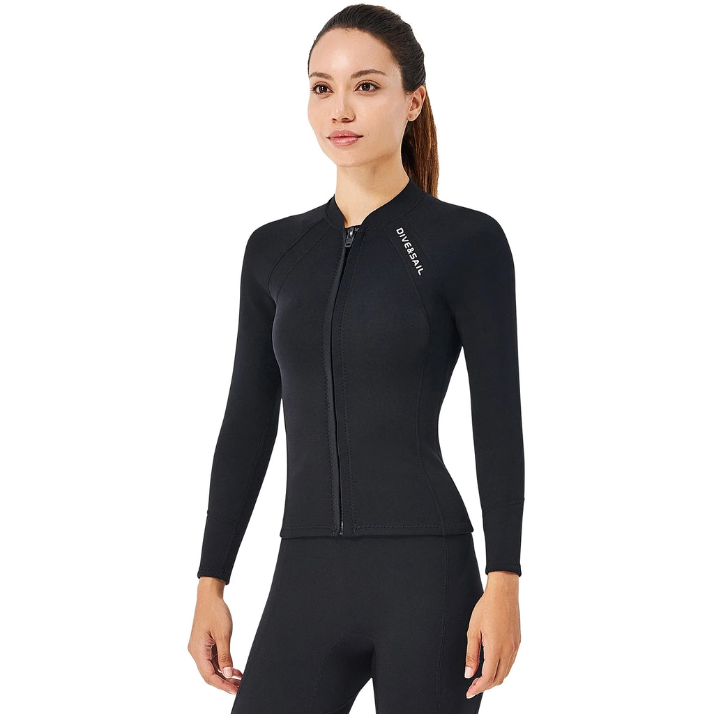 2mm Neoprene Front Zipper Wetsuits Jacket Long Sleeves Z324