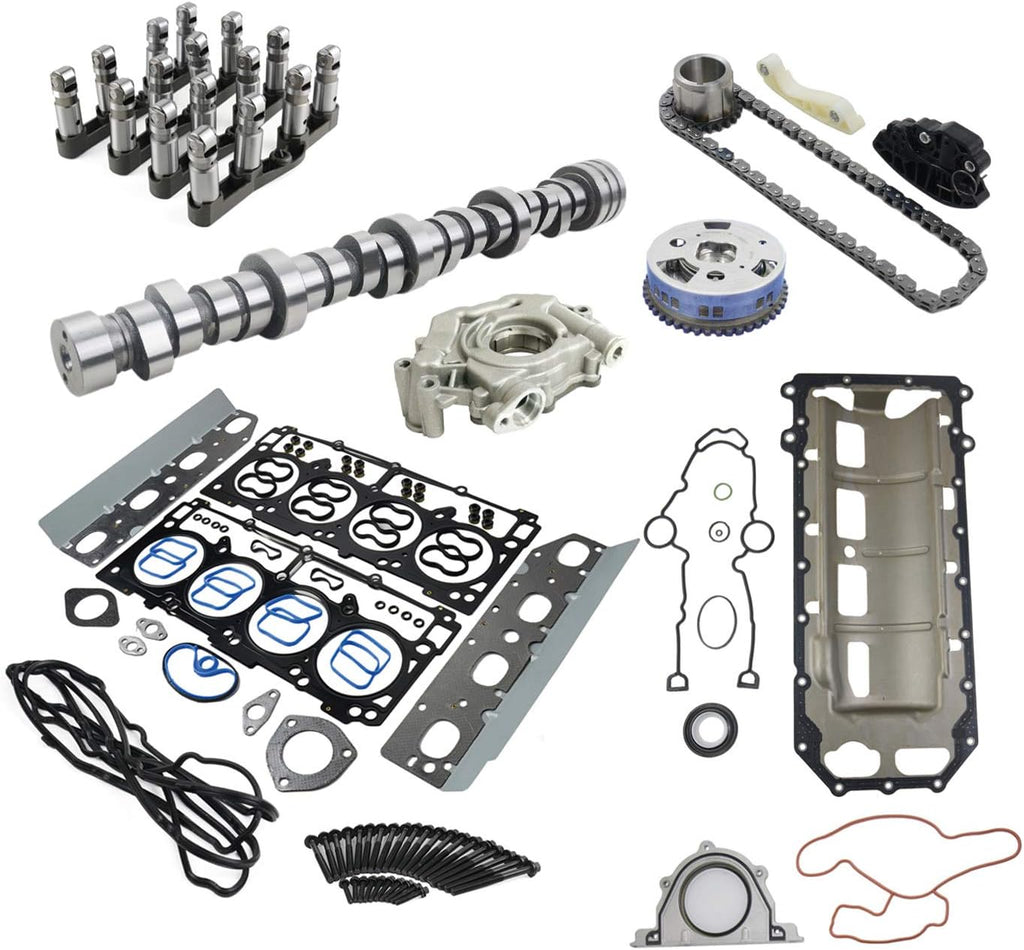 VVT Lifters Camshaft Kit Head Gasket Water Oil Pump Set for 2009-2015 Dodge Ram 1500 5.7L V8 HEMI J340