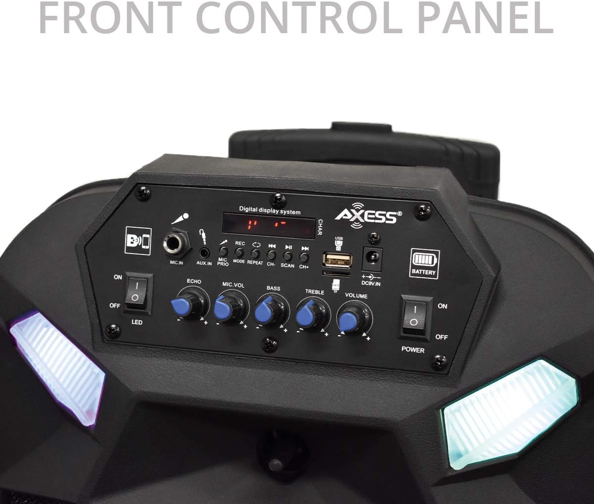 Portable PA Speaker System with Wired Microphone, 12 Wireless Bluetooth Speaker with Rechargeable Battery and Party LED Lights W710