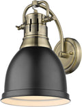 Aged Brass Sconce with Matte Black Shade Y167