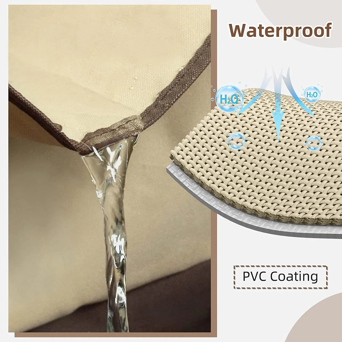 45" Patio Stacked Chair Cover, 600D Oxford Fabric Waterproof with Straps, Large Air Vents, Brown & Khaki R9337