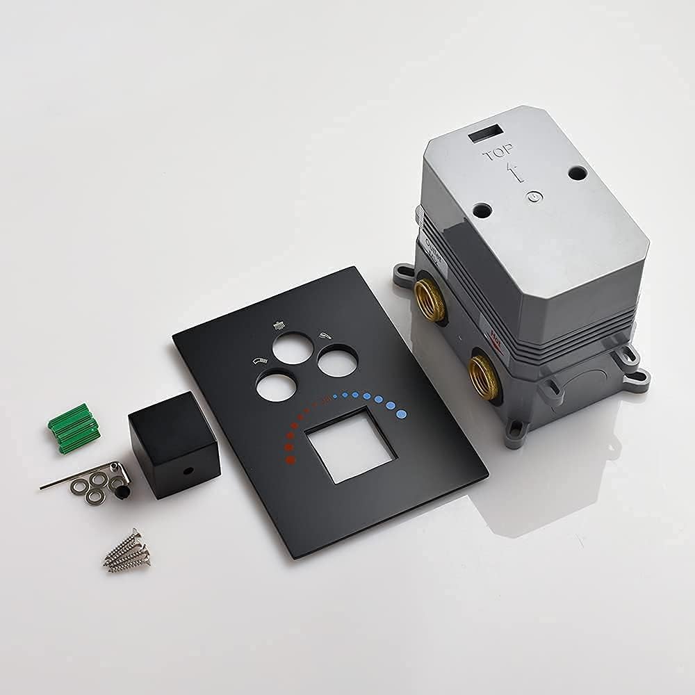 Matte Black 3-Way Thermostatic Shower Diverter Mixer Valve Trim N431