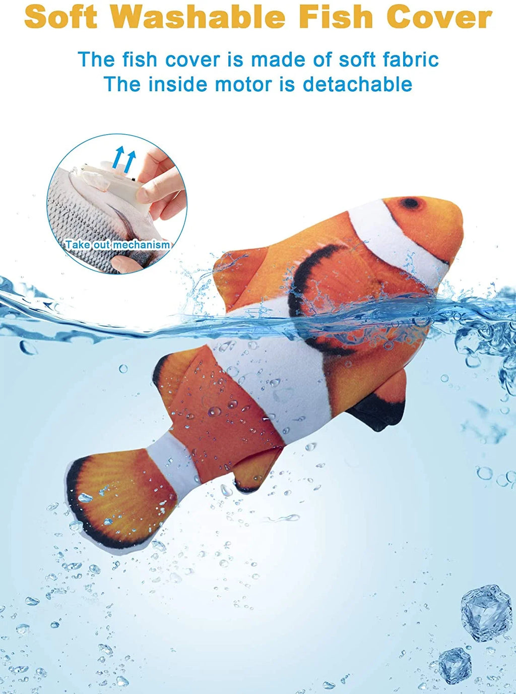 Electric Flopping Fish 10.5" Plush Cat Toy O69514