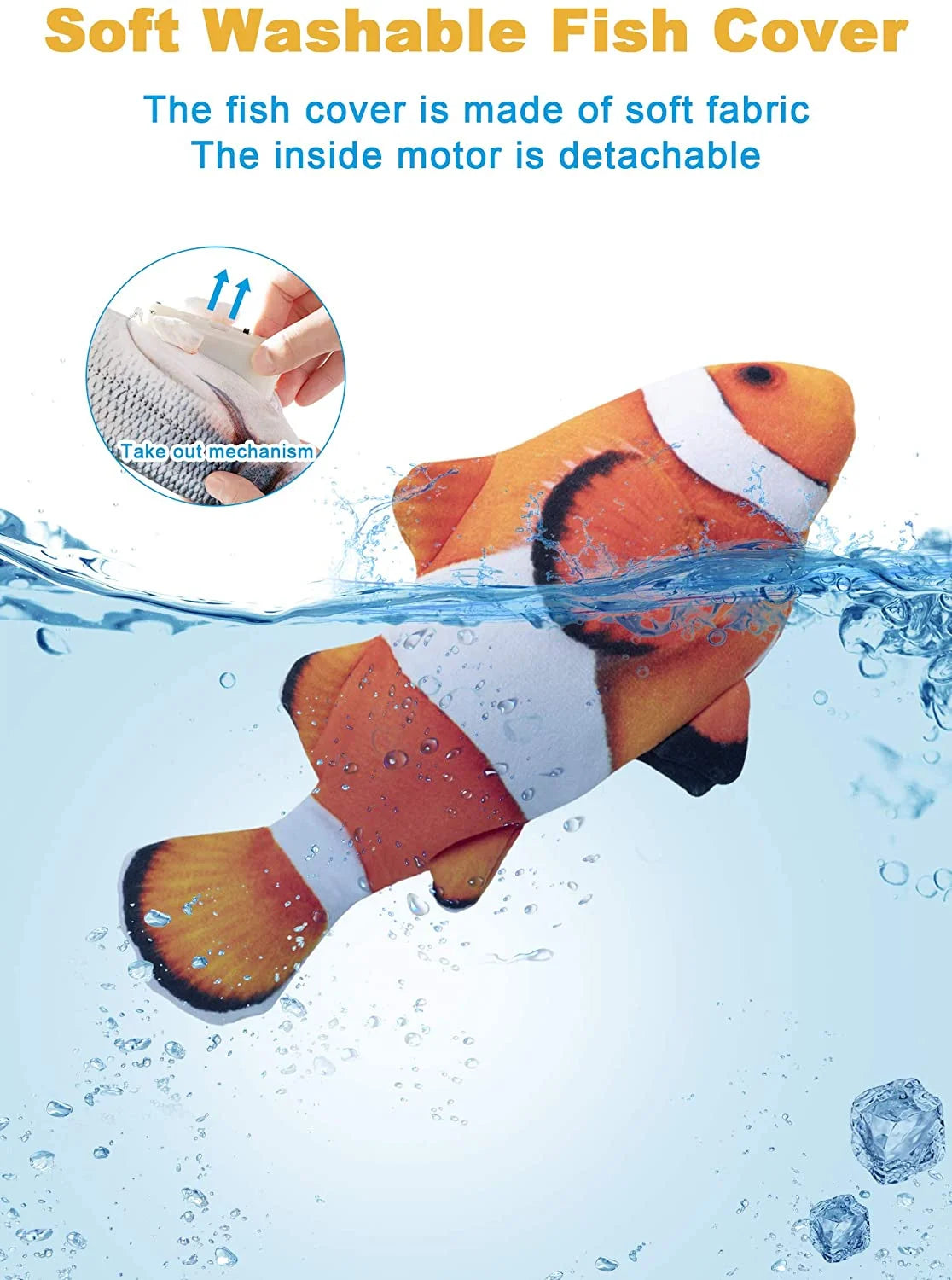 Electric Flopping Fish 10.5" Plush Cat Toy O69514