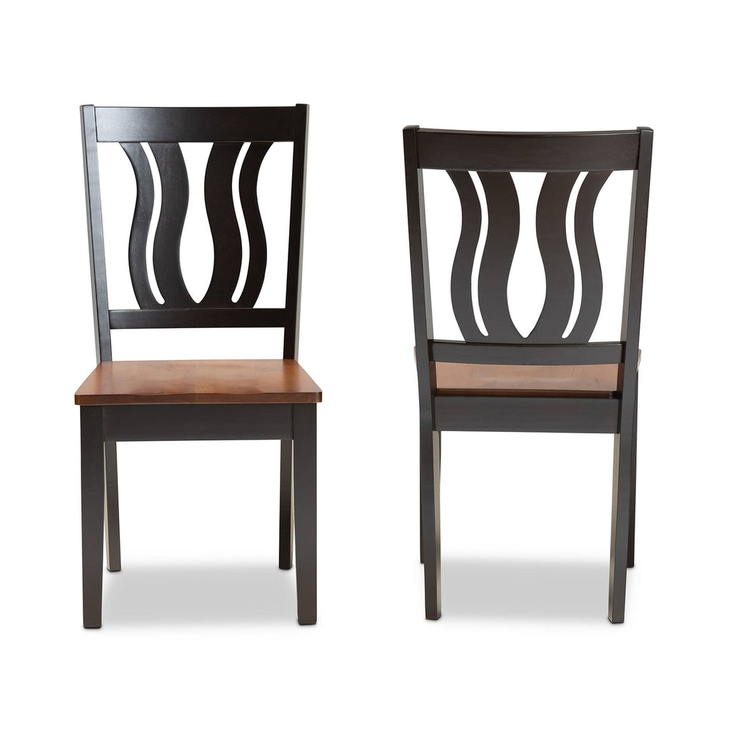 2-Piece Dark Brown and Walnut Brown Wood Dining Chair N848401