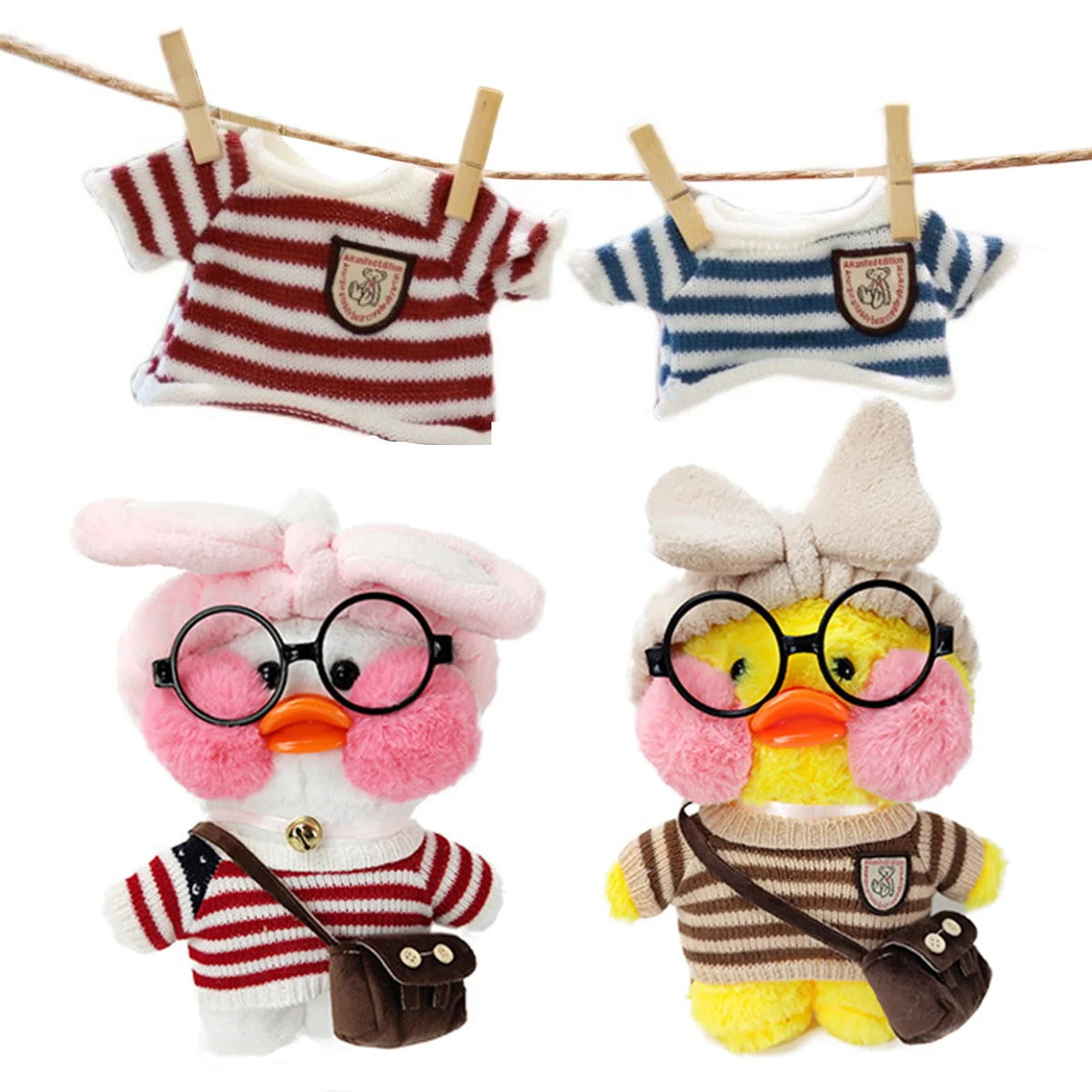 Lemon Yellow Cotton Skirt Overalls for 30cm Duck Plush Doll H9624