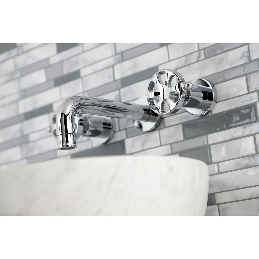 Brushed Nickel Two-Handle Wall Mount Bathroom Faucet E11753