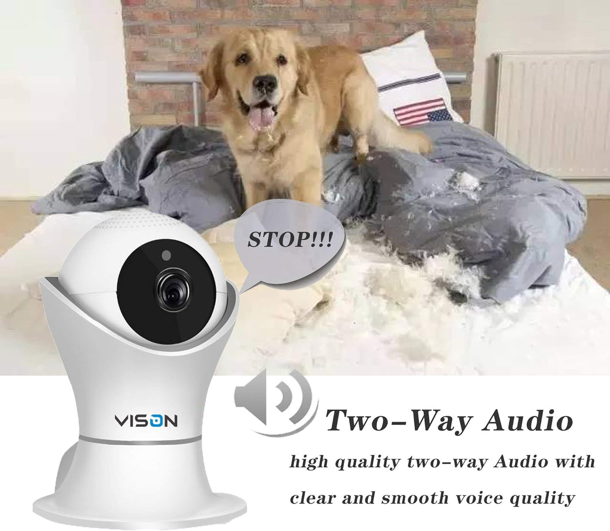 HD 1080p Pet Camera with Night Vision and Two Way Audio E7405