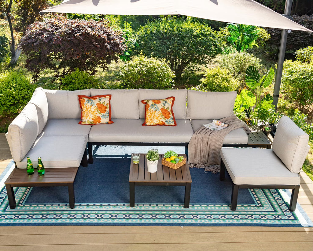 6-Piece Patio Conversation Set Outdoor Sofa with Cushions S703953