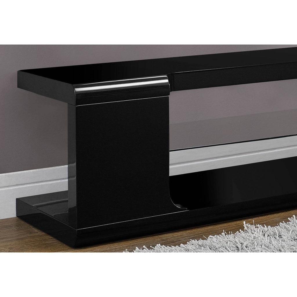 Black High Glossy TV Console with Tempered Glass Q437