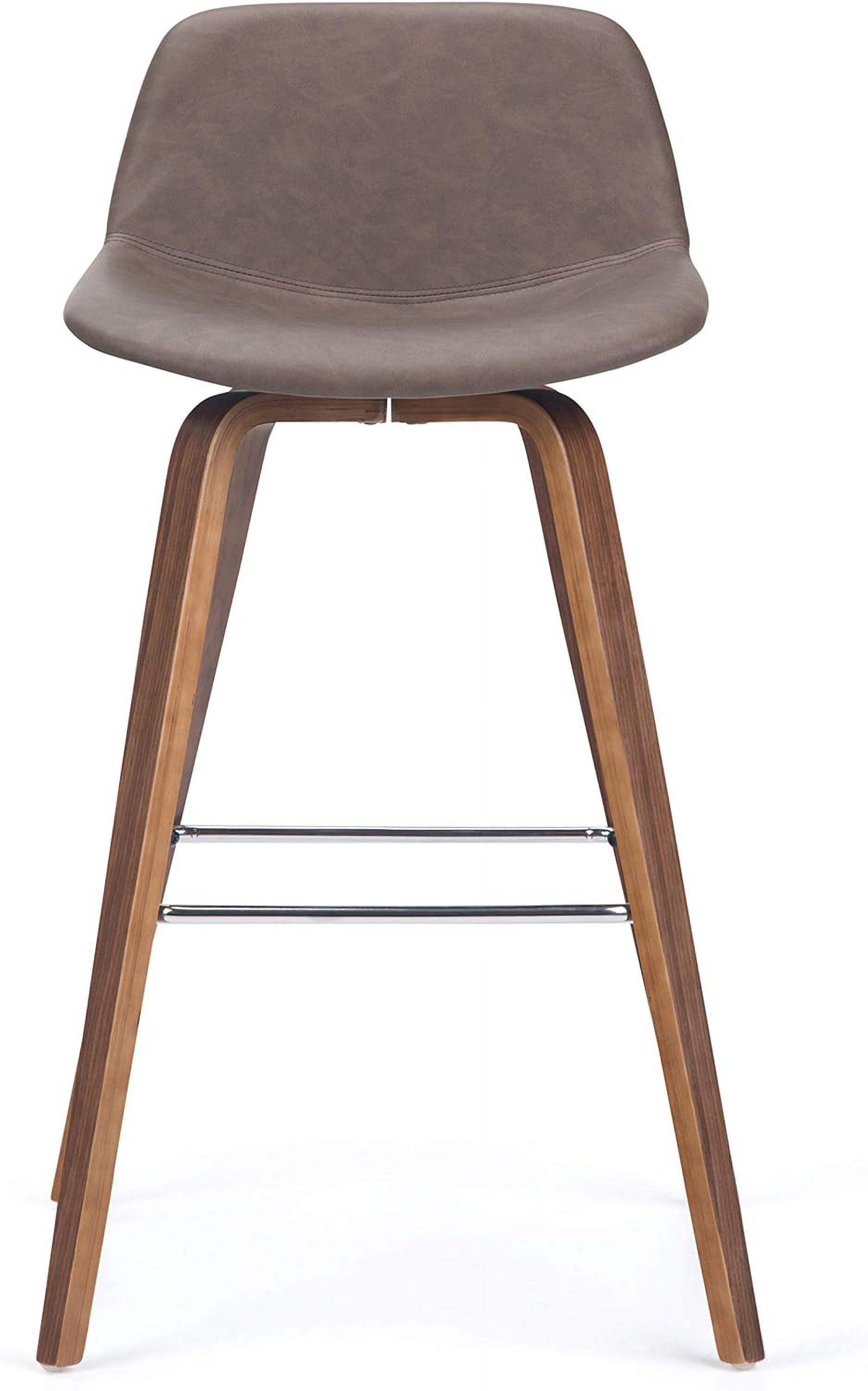 Distressed Chocolate Brown Vegan Faux Leather Bentwood Counter Height Stool Set Of 2 P44128