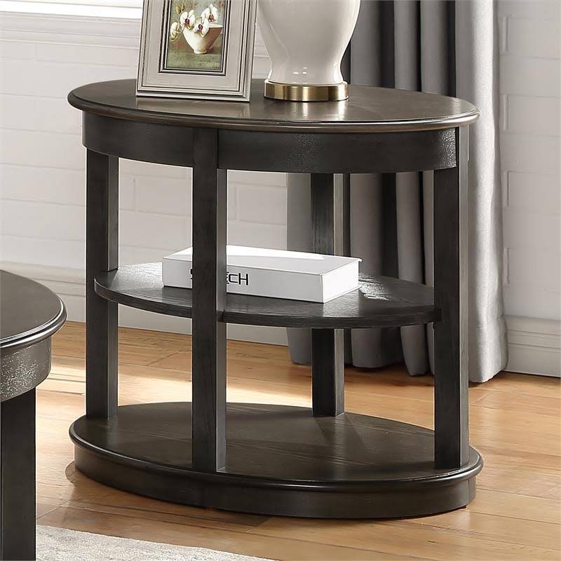 Gray 2-Shelf Wood End Table N9430