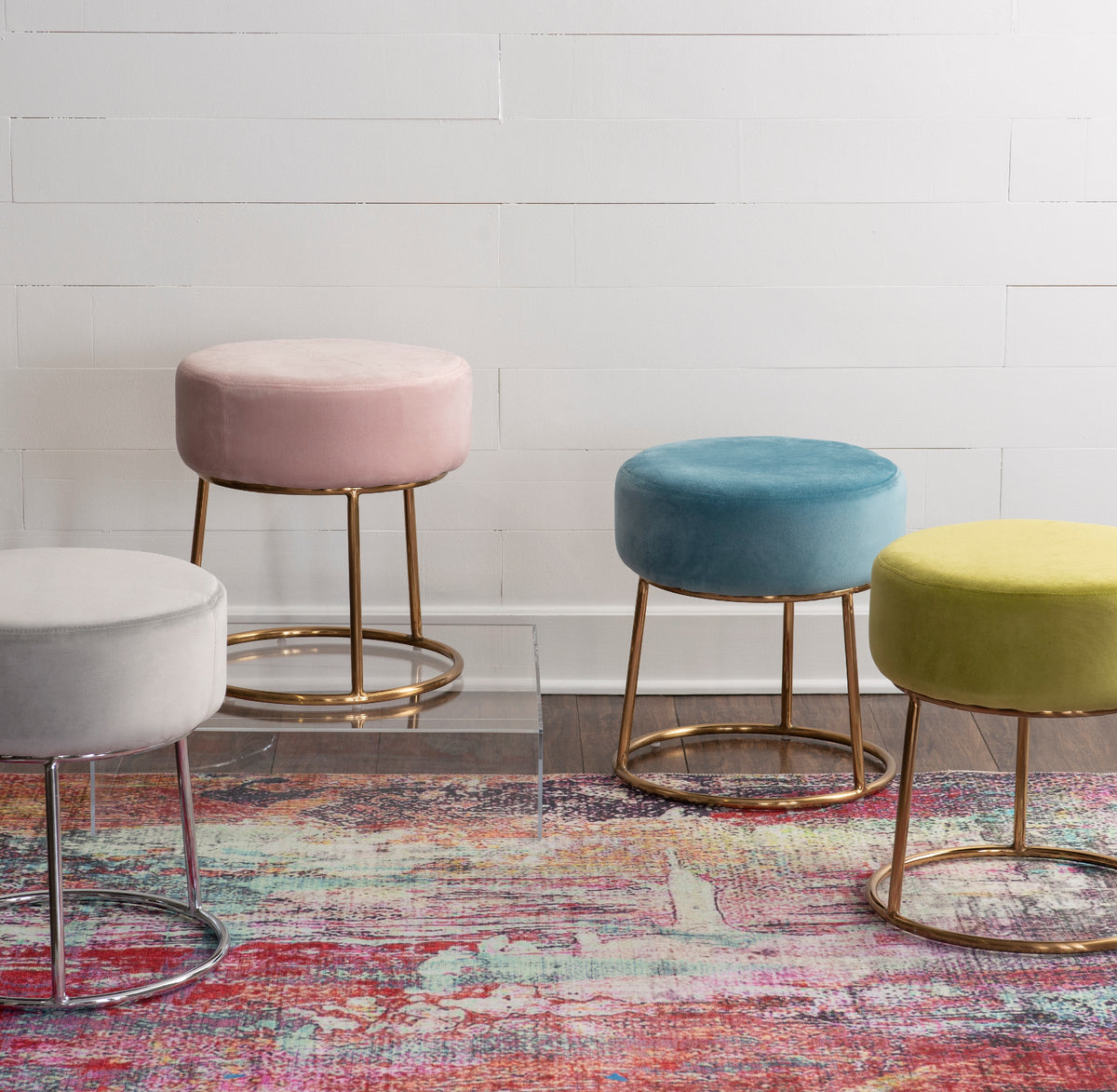 Gray Velvet Vanity Stool J5463