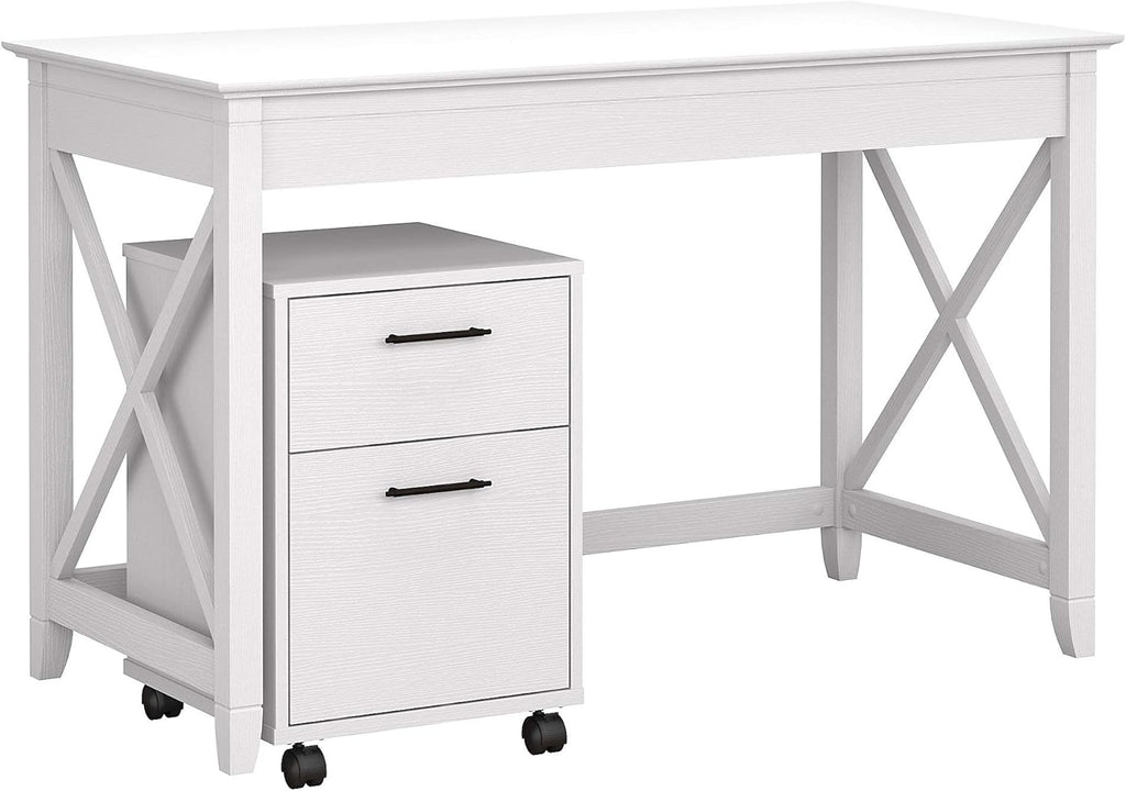 54W Computer Desk with Storage and 2 Drawer Mobile File Cabinet in Washed Gray Z73999
