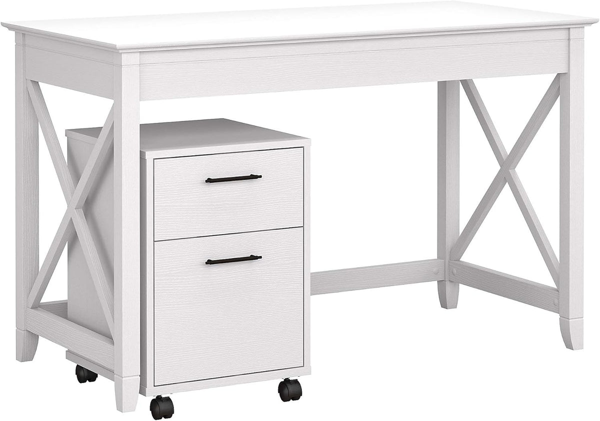 54W Computer Desk with Storage and 2 Drawer Mobile File Cabinet in Washed Gray Z73999