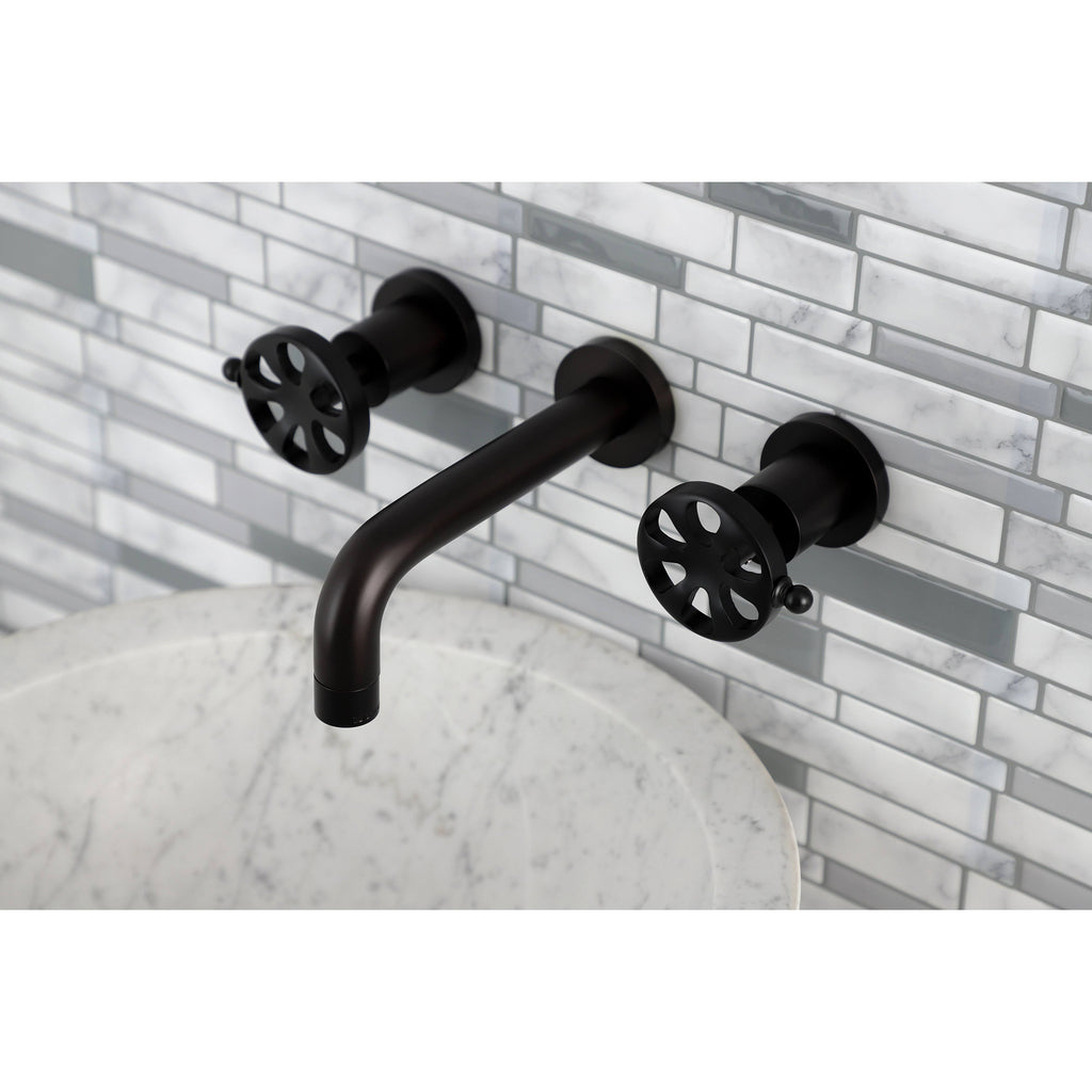 Brushed Nickel Two-Handle Wall Mount Bathroom Faucet E11753