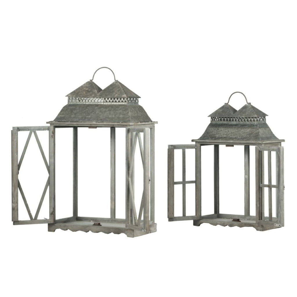 Set of 2 Antique Silver Lanterns X6107